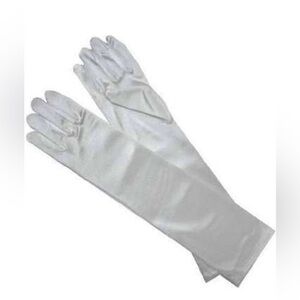 Elegant White Satin Gloves for Home Parties